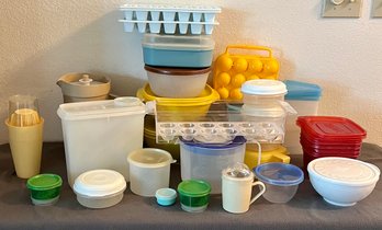 Large Lot Of Plastic Kitchenware Incl Storage Containers, Egg Dishes, Ice Cub Trays & Much More