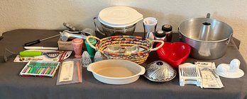 MCM Celluloid Cocktail Forks, Cake Pan, Pampered Chef Glass Measuring Cup, Salt/pepper Shakers & More