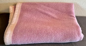 Light Purple/pink Wool Blanket With Satin Trim