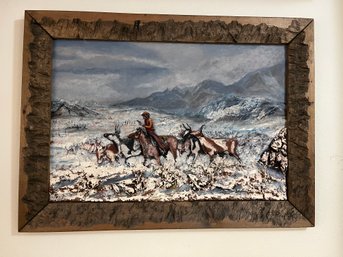 40x29.5' 3 Dimensional Cowboy Picture In Rustic Frame