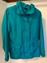 Lands End High Collared Jacket, Size Small, Aqua