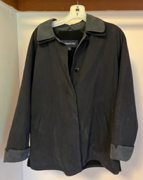 London Fog Black & Grey Suede Feeling Jacket, Size M