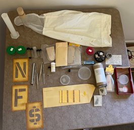 Lot Of Beekeeping Entomology & Mining Supplies W Letter Stencils