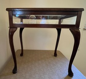 Glass Topped, Glass Sided Display Table W Red