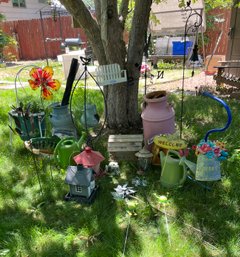 Yard Decor Including Bird Feeders, Bird Houses & Milk Jugs