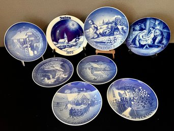 9 Holiday Plates Mostly 1970's From Denmark And Germany