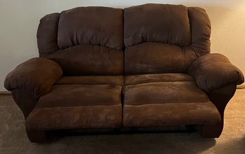 Brown Microfiber Reclining Love Seat