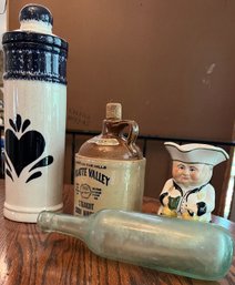 Round Bottom Bottle, Whiskey Jug & Tall Canister