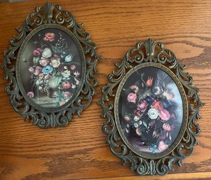 Fantastic Floral Prints Made In Italy In Ornate Metal Frames