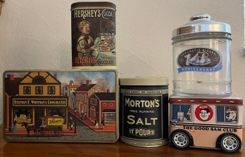 Tins & Jar From Famous Makers Incl. Hershey & Good Sam