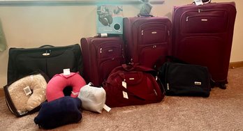 Embark 360 Degree Roller Bag Luggage Set Plus Samsonite Suit Bag, Neck Cushions, Travel Blankets & More