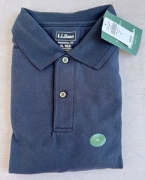 New LL Bean Premium Double L Polo In Navy, Size Xl