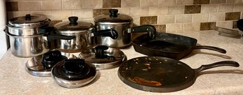 Pots & Pans Incl. 10' Square Cast Iron Skillet