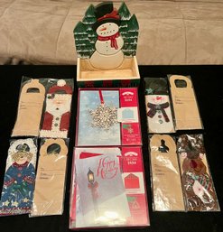 Christmas Card Box W/ Christmas Cards & Small Gift Bags