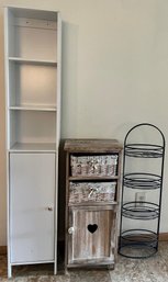 4 Tier Tower, Wooden Basket Table & Shelf Unit