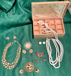 Vintage Costume Jewelry Sets Incl. Pendants Or Necklaces W/ Matching Clip On Earrings