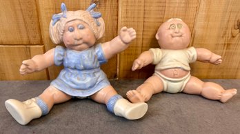 Vintage Ceramic Cabbage Patch Boy And Girl