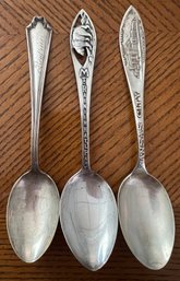 Vintage Sterling Silver Souvenir Spoons Incl. Kansas City, Mt.  Natl Park And More