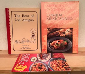 3 Cookbooks Incl The Best Of Los Amigos, Mexican Cooking, & Chinese Recipes