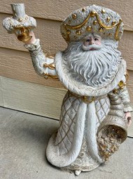 Ceramic White & Gold Tone Santa Decor