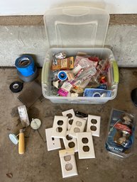 Lot Of Miscellaneous Hardware Incl Fasteners, Outlet Covers, Doorknobs, Tape & More