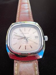 Vintage Dugena Continetal Quartz Watch With Leather Band