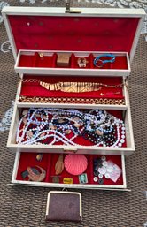 An Assortment Of Womens Costume Jewelry W Vintage Jewelry Box