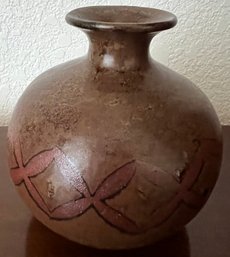 Brown Pottery Art Bud Vase