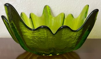 1960's Viking Epic Stockholm Green Art Glass Bowl