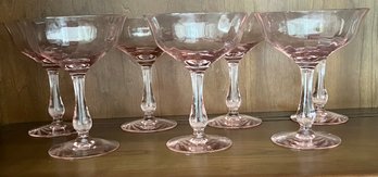 7 Pink Depression  Champagne Glasses