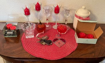 Collection Of Candle Holders Incl Party Lights, Stained Glass & More