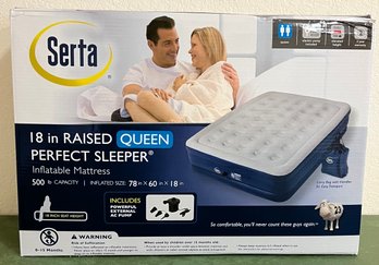 New Serta 18' Raised Queen Perfect Sleeper Air Mattress With Pump