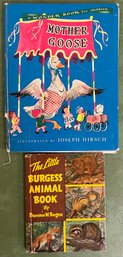 Vintage Mother Goose Hard Cover Book & The Little Burgess Animal Book