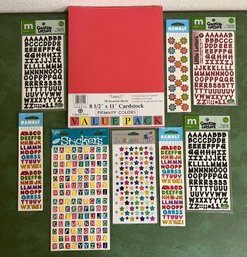 Collection Of Alphabet Stickers & New Colored Cardstock Paper