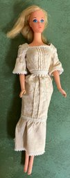 Vintage 1965 Barbie Doll With Off-white Dress