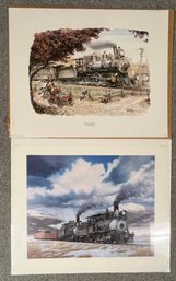 2 New Train Car Prints With Protective Cellophane Wrapping