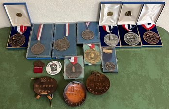 Collection Of Metals & Pins Incl Northwest Territory Musket Team & More