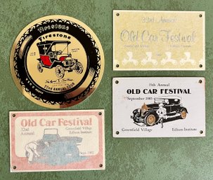 Metal Plaques Incl Old Car Festival, Firestone & More