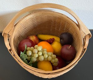 Wicker Basket With Assortment Of Faux Fruit