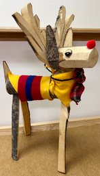 Cute Handmade Pine Wood Reindeer