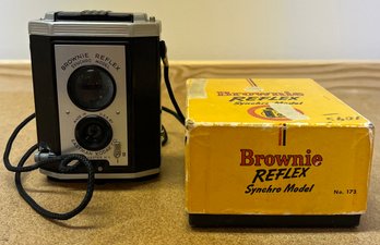 Vintage Brownie Reflex Synchro Model Camera With Box