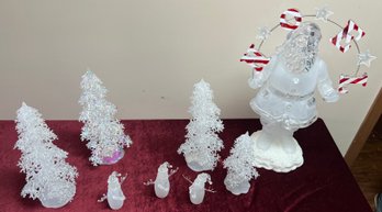 Christmas Decor Crystal Trees And Santa Claus