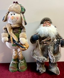Santa And Snow Man Figurines