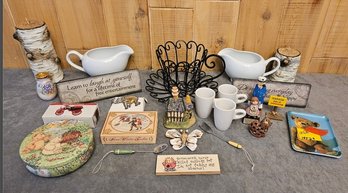 Assortment Of Home Decor Incl Candles, Ceramic Expresso Cups, Inspirational And More