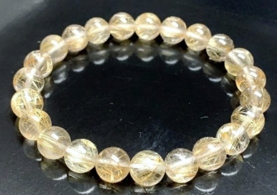 Natural Golden Rutile Bracelet STONE OF Spiritual HEALING STONE  NEW