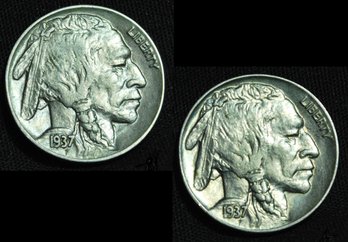 2  1937  Buffalo Nickels BU  / Uncirc Nice Coins!   (3crs7)