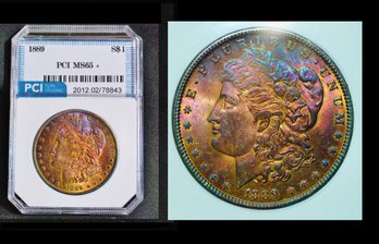 1889  Morgan Silver Dollar PCI MS65 PLUS  RAINBOW TONED  Superb Coin!  (2ccd4)