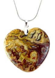 Natural Crazy Lace Agate Pendant Necklace /Sterling Silver Chain STONE Spiritual HEALING & HAPPINESS  NEW