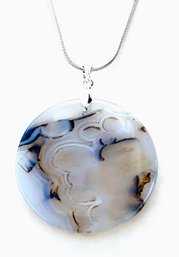 Natural Scenic Dendritic Agate Pendant Necklace /Sterling Silver Chain STONE Spiritual HEALING NEW