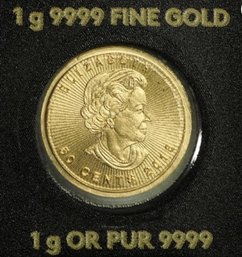 1 Gram GOLD  .9999 Pure 2016 Canadian Maple Leaf Coin Brilliant!  (9aca3)